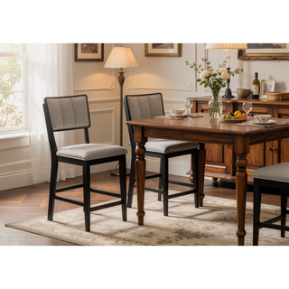 Sunvega Contemporary Black and Light Gray Fabric Upholstered Counter Height Dining Chairs
