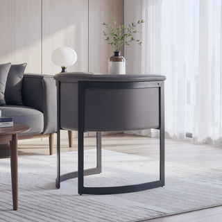 Sunvega Modern Upholstered Faux Leather Dining Chair with Geometric Metal Frame
