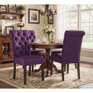 Sunvega Solid Wood Tufted Asons Dining Chairs Set of 2 with Velvety Soft Upholstery