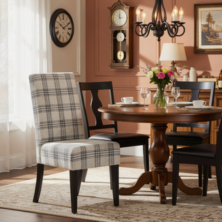 Sunvega Contemporary Upholstered Fabric Dining Chairs with Rubberwood Legs Set of 2