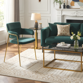 Sunvega Gold Metal Frame and Velvet Upholstery Contemporary Chair Set of 2