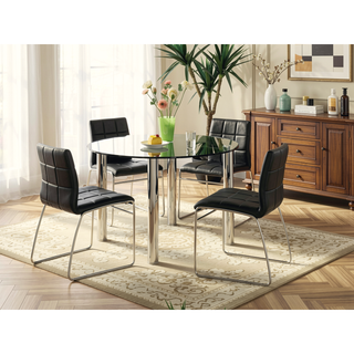 Sunvega Contemporary Black Leatherette High Chairs with Chrome Legs Set of 2