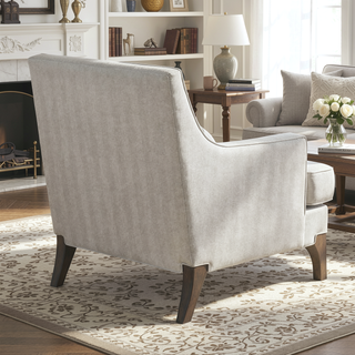 Sunvega Upholstered Arm Chair with Welting and Removable Cushions on Solid Wood Legs