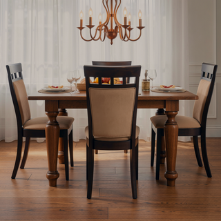 Sunvega Upholstered Side Chairs with Cappuccino Finish and Intriguing Cut-Out Designs