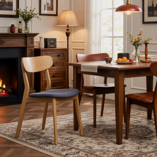 Sunvega Dark Grey Upholstered Dining Chairs with Rubberwood Legs Set of 2