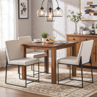 Sunvega Modern Fuji High Back Dining Chair with Upholstered Seat and Padded Backrest