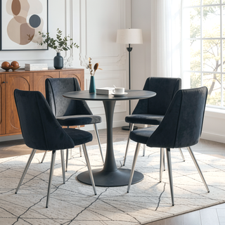 Sunvega Modern Velvet Dining Chair with Chrome Metal Legs Set of 4 for Home