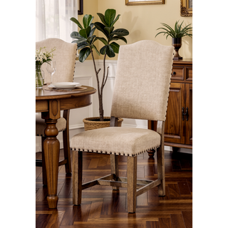 Sunvega Light Oak Finish Round Dining Table with Pedestal Base in Rustic Style