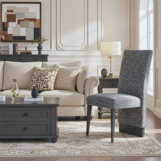Sunvega Contemporary Boucle Finish Dining Chairs with Extended Back 2PK Set