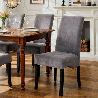 Sunvega Grey and Black Upholstered Dining Chair with Padded Seat and Backrest