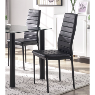 Sunvega Modern Black Metal Side Chairs with Faux Leather Upholstery 2pc Set