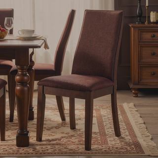 Sunvega Espresso Brown Wood Frame and Cocoa Brown Upholstered Dining Chair Set of 2