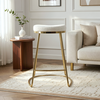 Sunvega Mid-Century Modern Velvet Upholstered Stool Seats One Comfortably