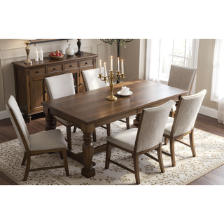 Sunvega Modern Farmhouse Upholstery Side Chairs with Splat Back in Oak Finish