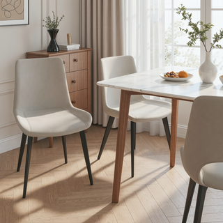 Sunvega Modern Upholstered Faux Leather Dining Chair with Sturdy Metal Legs