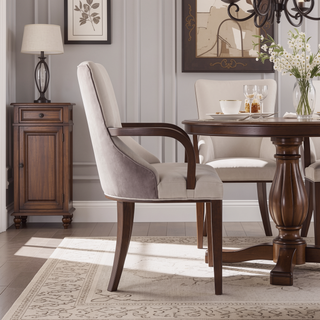 Sunvega Modern Dining Armchair with Faux Leather Upholstery and Solid Beech Wood Frame