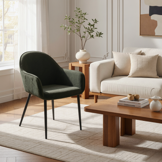 Sunvega Gresham Charcoal Upholstered Dining Arm Chair with Diamond Pattern