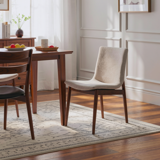 Sunvega Beige Fabric Dining Chair Set of 2 with Padded Seat and Back