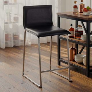 Sunvega Modern Counter Stool with Faux Leather Upholstery and Metal Base
