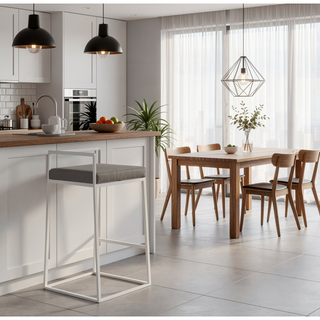 Sunvega Contemporary Stackable Counter Stool with Grey Faux Leather Cushion