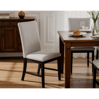 Sunvega 2pc Light Gray Upholstered Chairs with Soft Neutral Tone and Dark Finish Legs