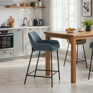 Sunvega Industrial Black Metal and Faux Leather Counter Stool Set of 2