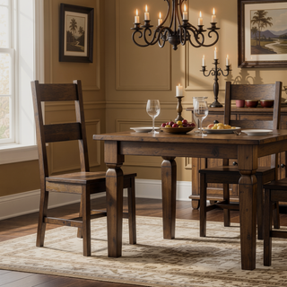 Sunvega Rustic Golden Brown Ladder Back Dining Chairs Set of 2 for Farmhouse