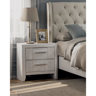 Sunvega Contemporary Brown Nightstand with Two Drawers and Rich Wood Finish
