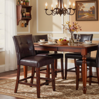 Sunvega Set of 2 Counter Height Chairs with PU Upholstered Button-Tufted Backrest