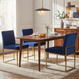 Sunvega Sturdy and Durable Velvet Upholstered Dining Chair with Gold Accent