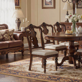 Sunvega Mahogany Queen Anne Traditional Upholstered Side Chair Set of 2
