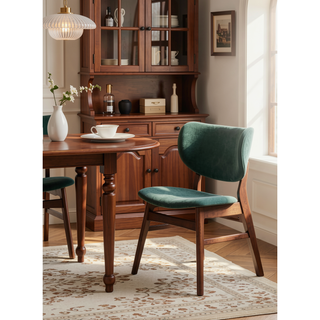 Sunvega Padded Upholstered Side Chair Set with Walnut Finish and Resistant Features