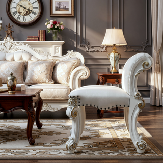 Sunvega Beige and Antique Silver Upholstered Vanity Stool with Nailhead Trim and Button Tufting