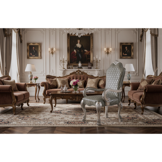 Sunvega Vintage Bone White Finish Synthetic Leather Arm Chair Set of 2