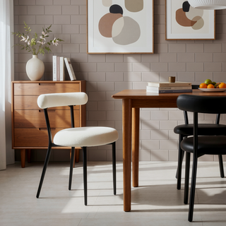 Sunvega Modern Metal Frame Dining Chairs Set of 2 with Curved Open Backrests