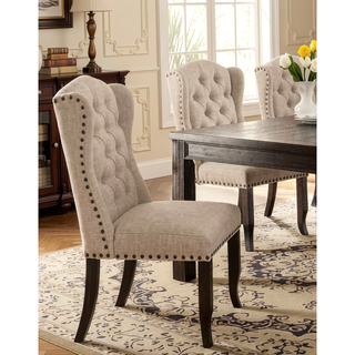 Sunvega Rustic Style Antique Black and Beige Finish Wingback Dining Side Chairs