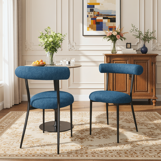 Sunvega Modern Metal Frame Dining Chairs Set of 2 with Curved Open Backrests