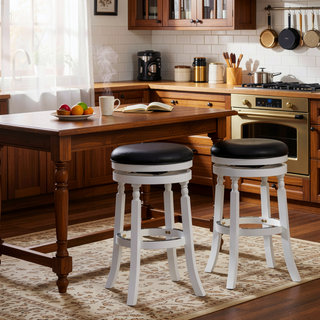 Sunvega 30 Inch Bar Stool with Weathered Gray Finish and Beige Fabric Seat