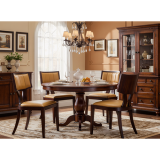 Sunvega Traditional Dining Room Chair Set of 2 in Camel Faux Leather