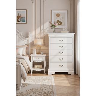 Sunvega Traditional Style Bedroom Chest with Carved Bases and Curved Mouldings
