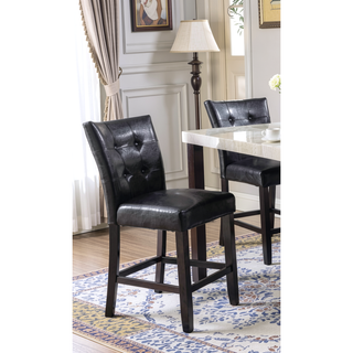 Sunvega Silver Faux Leather Upholstered Tufted Seat Counter Height Bench