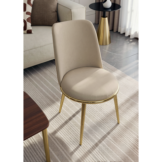 Sunvega Gold and Taupe Finish Contemporary Style 2pc Fully Upholstered Round Side Chair