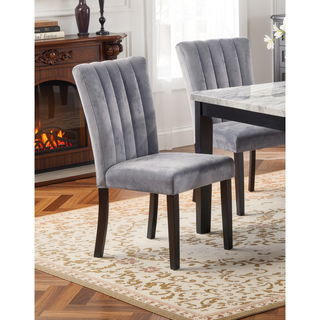 Sunvega Transitional Dining Table with Faux White Marble Top and Black Wood Base