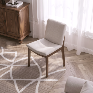Sunvega Mid-Century Modern Solid Wood Dining Chair Set with Upholstered Fabric