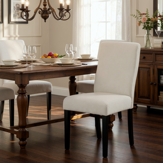 Sunvega Contemporary Slipper Dining Chair Set of 2 with Upholstered Seating and Tapered Legs