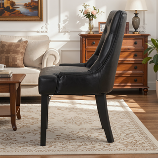 Sunvega Contemporary Upholstered Dining Chairs with Tufted Diamond Stitch and Wood Legs