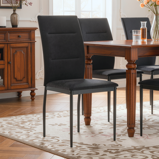 Sunvega Modern Contemporary Black Synthetic Leather Upholstered Side Chairs with Metal Legs
