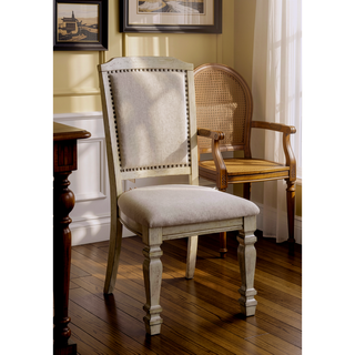 Sunvega Transitional Style 2pc Side Chair with Nailhead Trim and Turned Legs