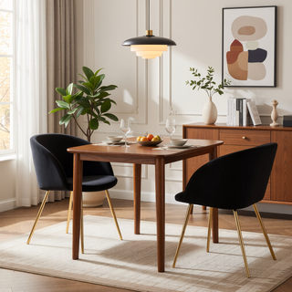 Sunvega Fran Contemporary Dining Chairs with Velvet Upholstery and Gold Metal Legs