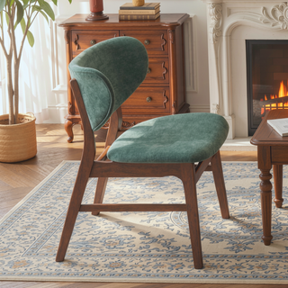 Sunvega Green and Walnut Padded Side Chair Set with Water Resistant and Scratch Resistant Finish